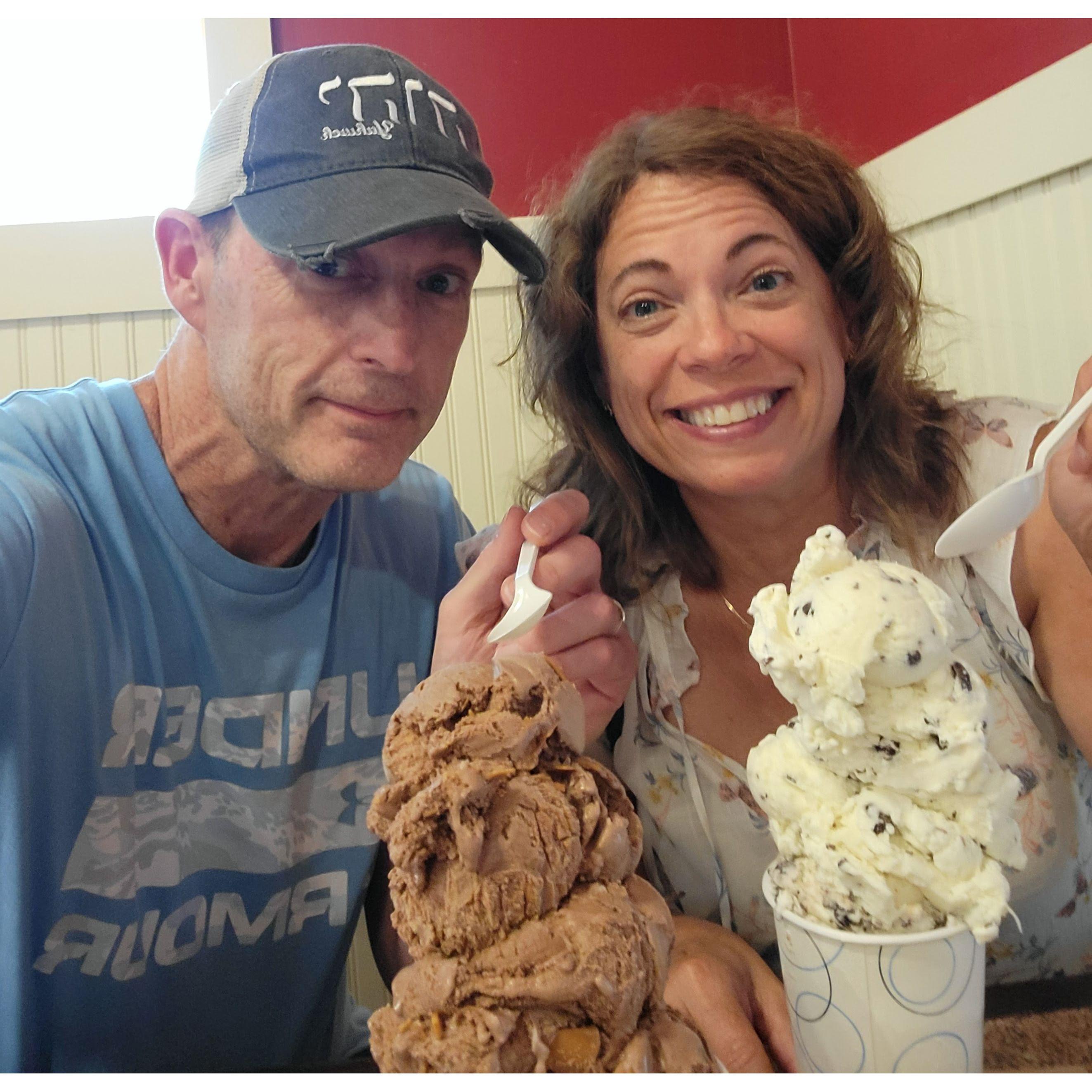 August 3, 2024. We celebrated that Pam's business is growing. We ordered a single scoop at Nelson's in St. Paul. Jim's an encourager even when it gives him a belly ache!