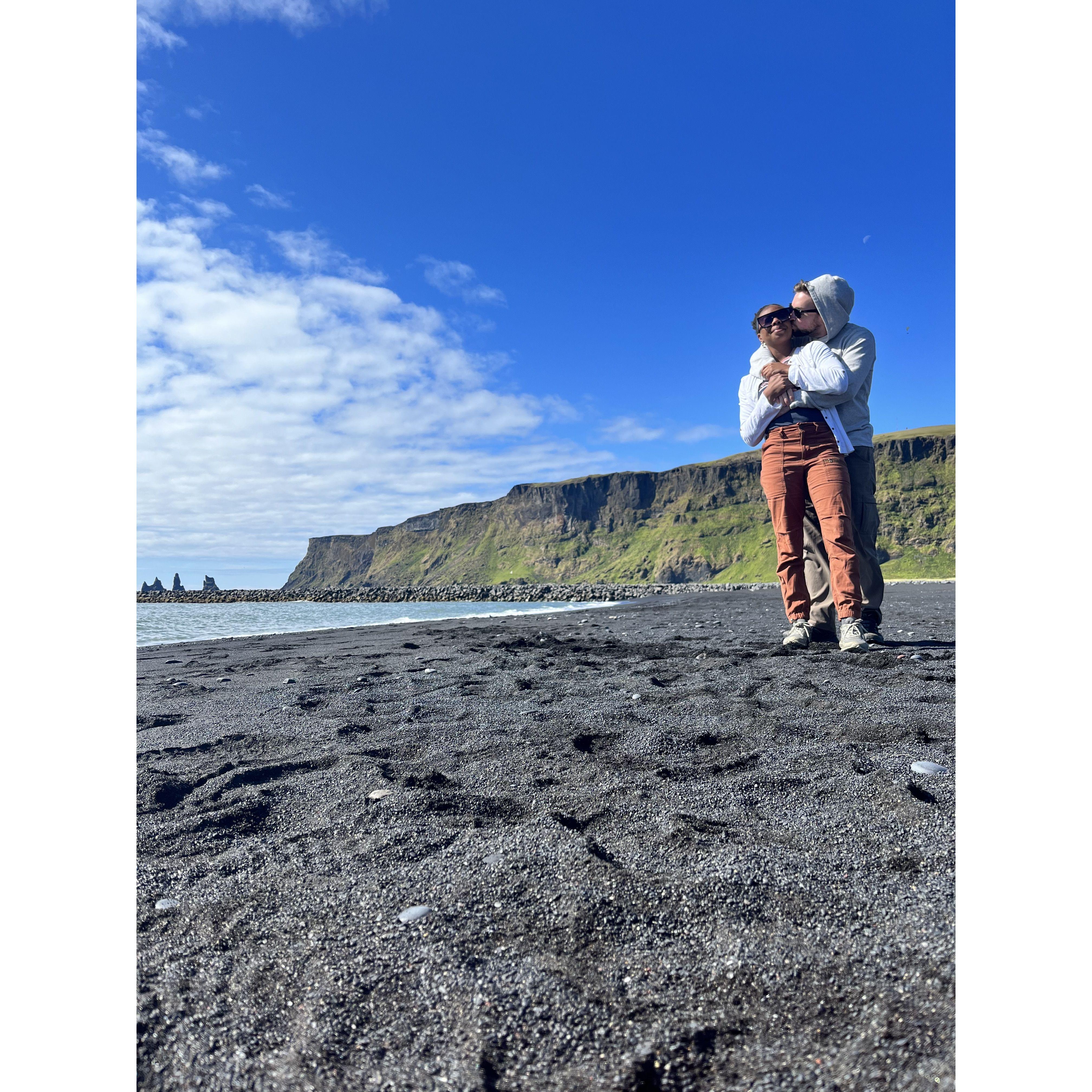 A black sand beach in Iceland.