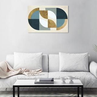 Rotating Puzzle Spheres II Gold Canvas Art