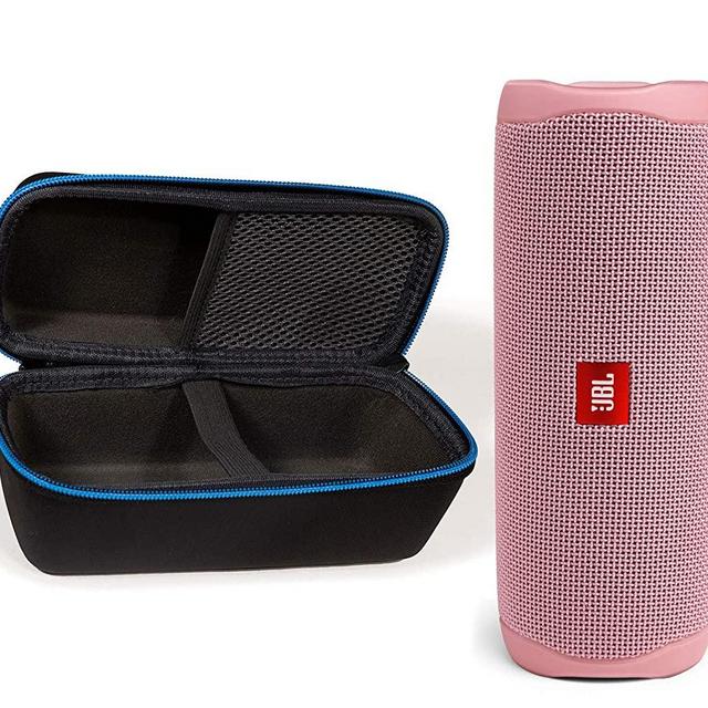 JBL Flip 5 Waterproof Portable Wireless Bluetooth Speaker Bundle with divvi! Protective Hardshell Case - Pink