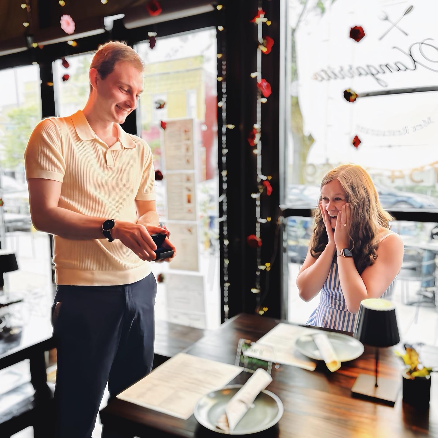 Henry did a great job surprising Stephanie for their engagement, as evidenced by her face!