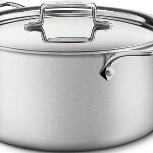 All-Clad BD55508 D5 Brushed 18/10 Stainless Steel 5-Ply Bonded Dishwasher Safe Stockpot Cookware, 8-Quart, Silver
