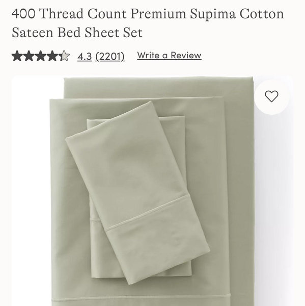 400 Thread Count Premium Supima Cotton Sateen Bed Sheet Set