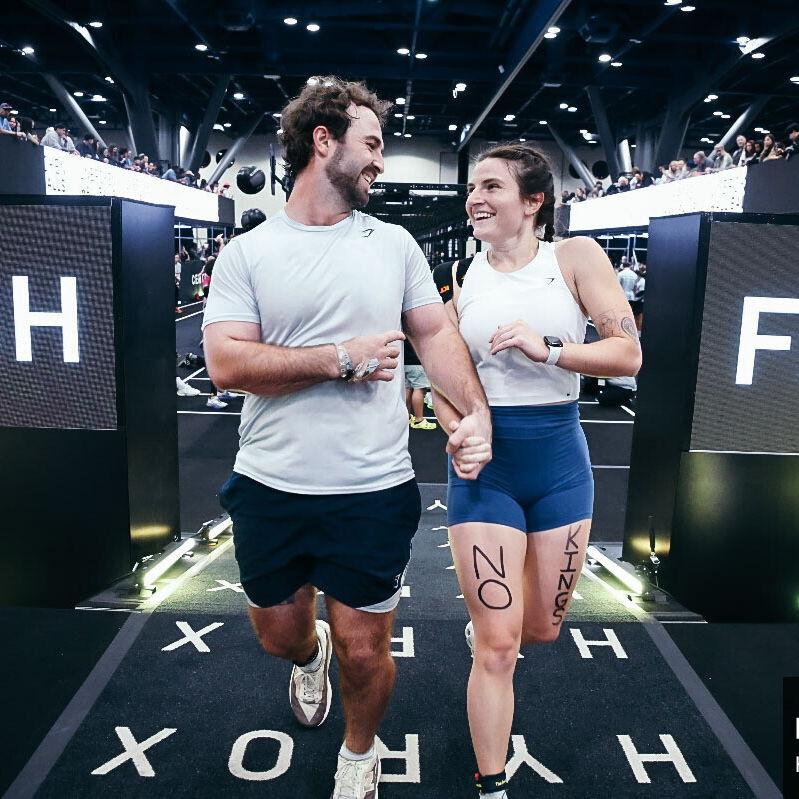 After crossing the finish line together