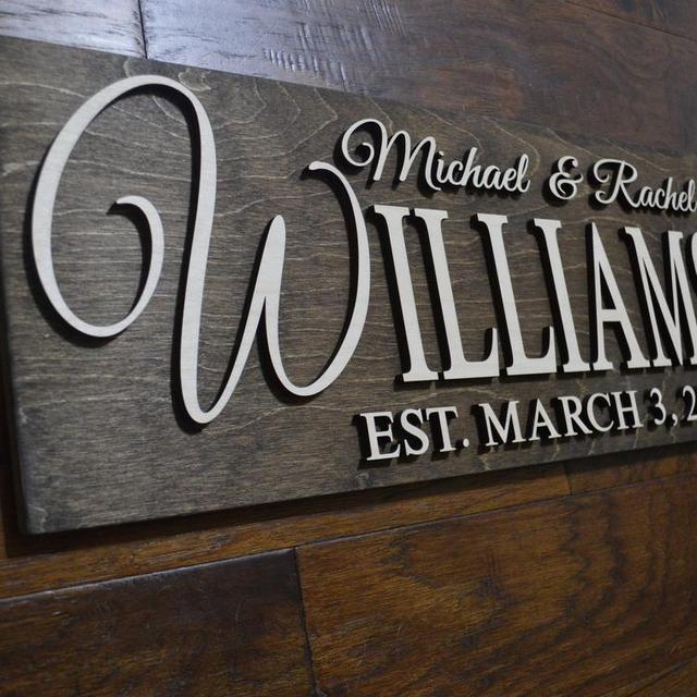 Family Name Sign Custom Wood Sign Personalized Wedding Gift Last Name Established Sign Wedding Established Sign Wooden Sign Est Couples Gift