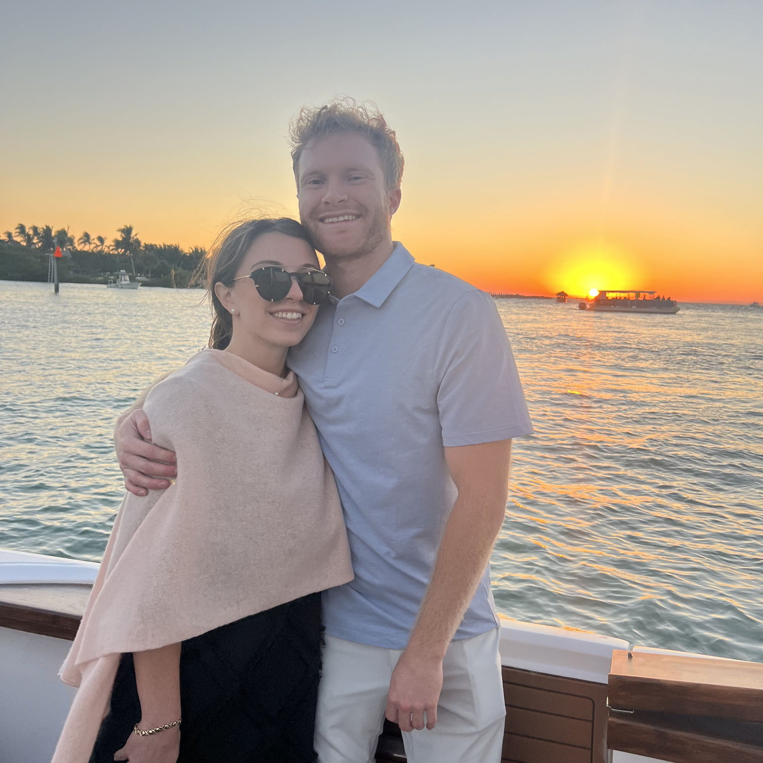 Sunset boat in Naples