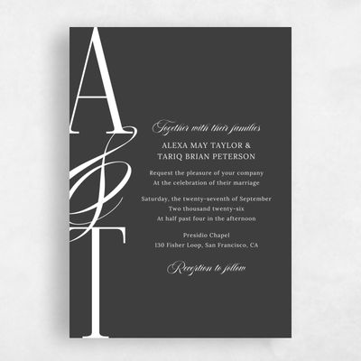 Black Wedding Invitation - Kellan Portrait