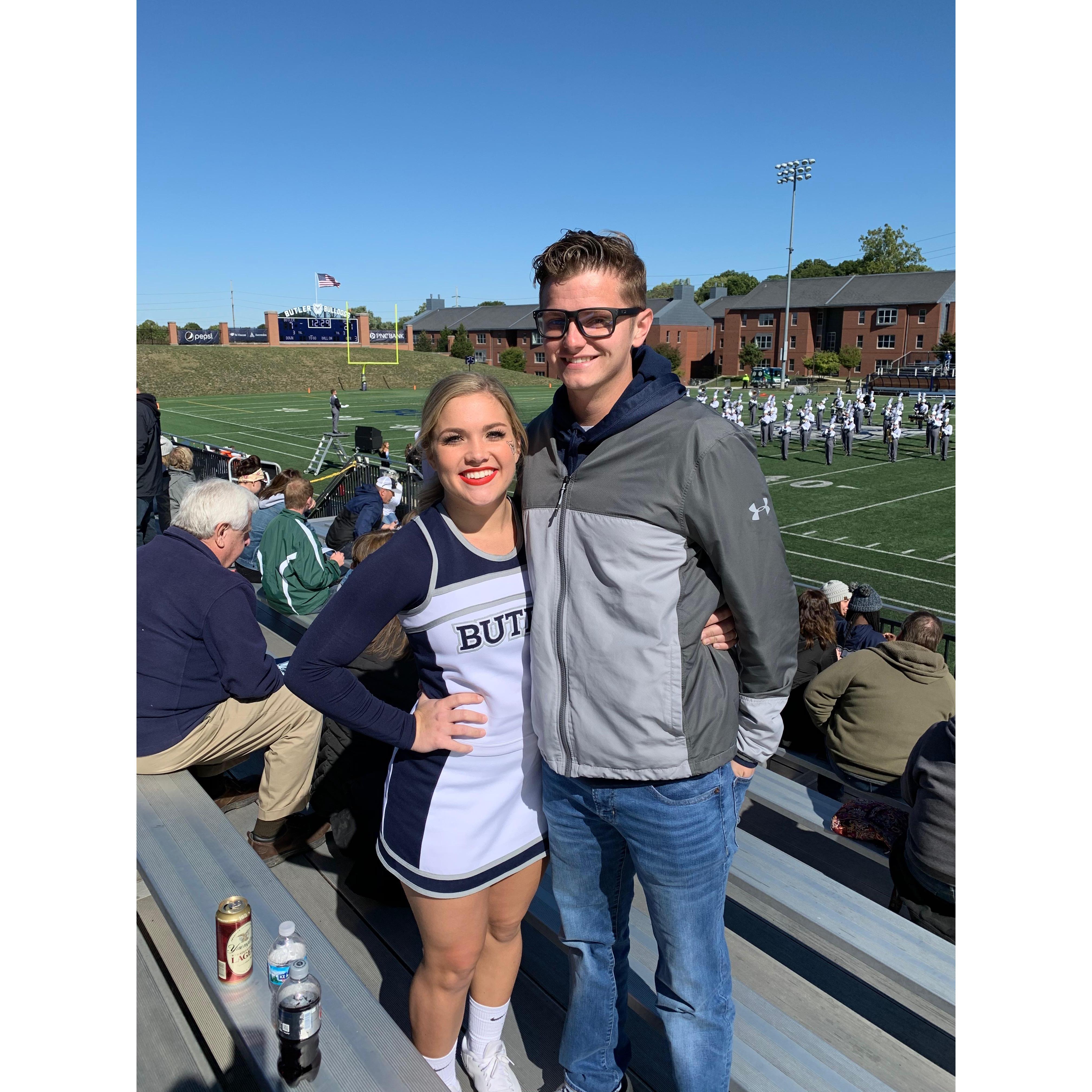 Connor's turn to support Kaley at her games cheering at Butler
