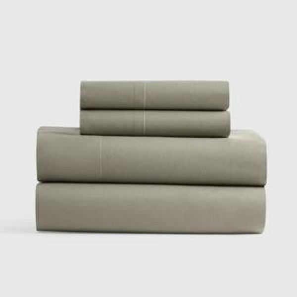 Organic Crisp Percale Sheet Set - Cal King, Sage Green