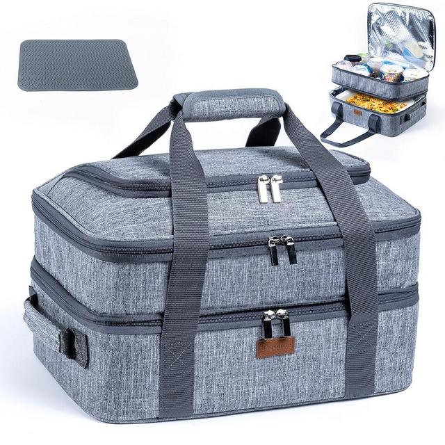 BAGSPRITE Expandable Insulated Casserole Carrier for Hot or Cold Food, Casserole Dish Carrying Case,Thermal Lasanga Lugger Tote for Pockluck, Parties, Picnic, Fits 9" x 13" Baking Dish, Fancy Panz