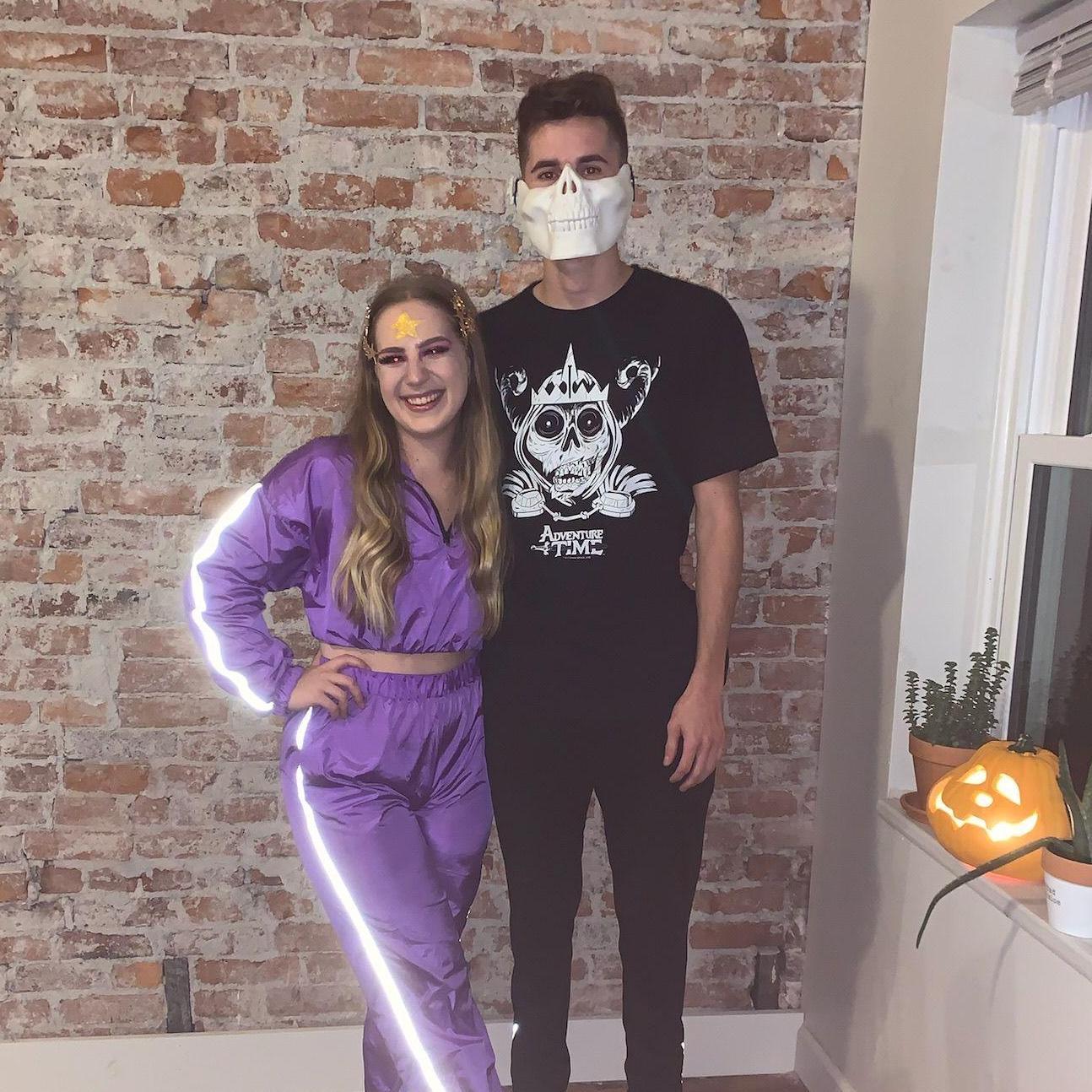 The lovebirds one Halloween, dressed as Adventure Time's Lumpy Space Princess and the Litch, which just so happen to also be their pet names for each other.
