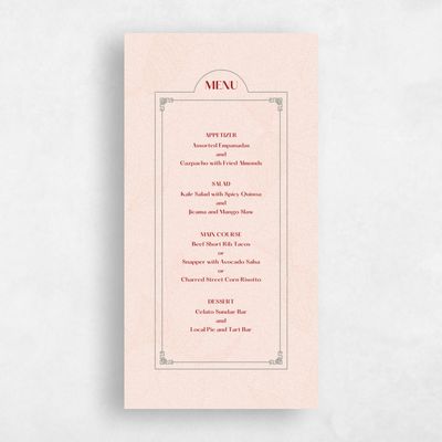Blush, Pink Wedding Menu - Ames