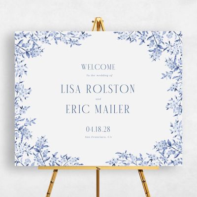 Blue Boho Wedding Sign - Allegra Landscape