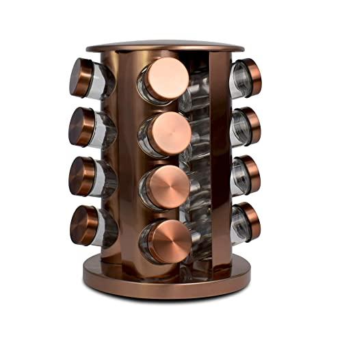 Le Regalo HW1239 Copper Rack with 16 Spice Jars