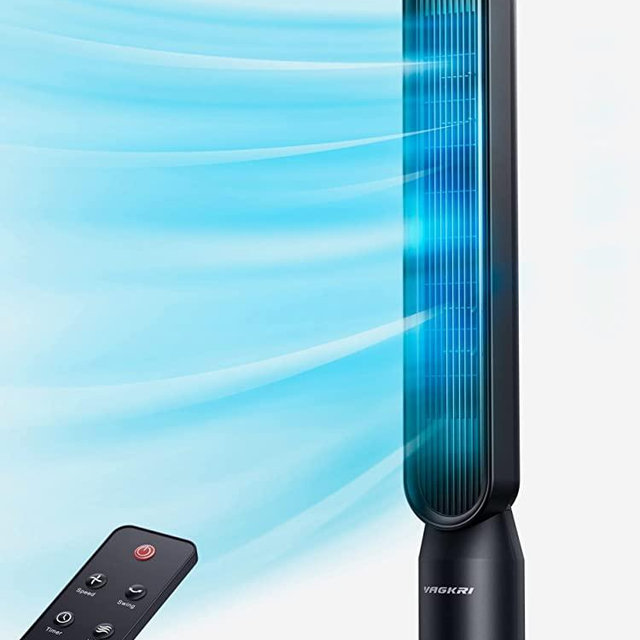Tower Fan 42 Inch VAGKRI Oscillating Tower Fan with Remote, 3 Modes, 4 Wind Speeds, 15H Timers, 90° Oscillation & 135° Vertical, Standing Fans for Home Bedroom Living Room Office, Tower Cooling Fan