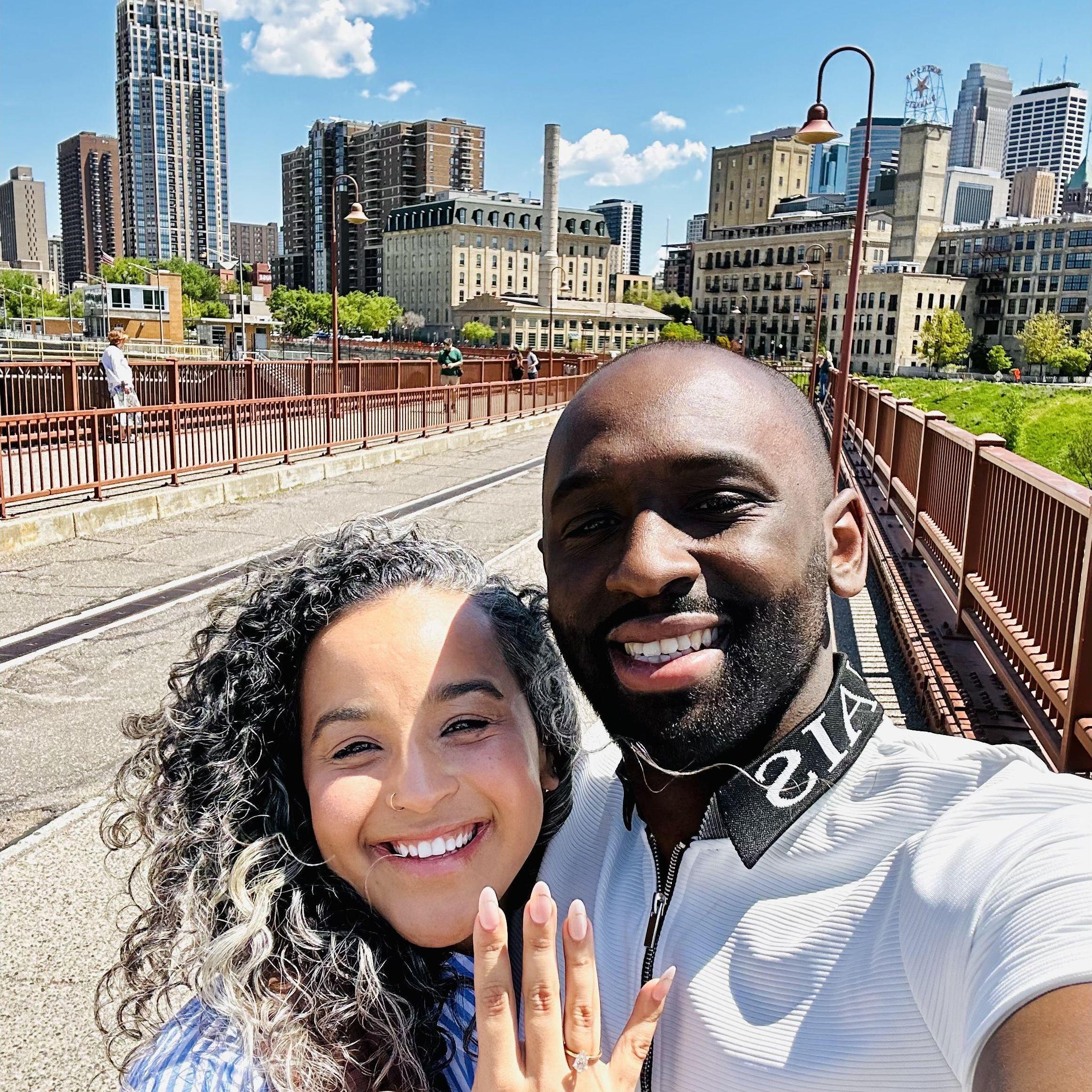 Maya & Dre revisiting one of their favorite views of the city following their Spring 2024 engagement.
