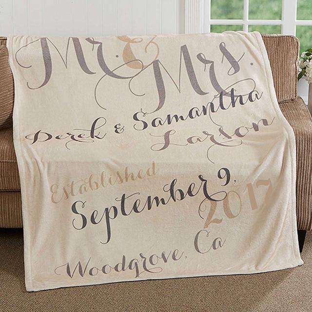 Mr. & Mrs. 50-Inch x 60-Inch Fleece Throw Blanket