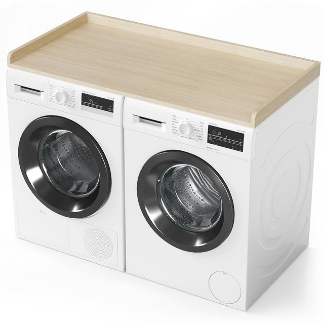SpaceAid Washer Dryer Countertop, Laundry Wood Shelf Topper with Edge, 54" Width x 27.5" Depth Cover Guard Organizer for Washer and Dryer Laundry Hamper Counter Storage Organization (Oak)