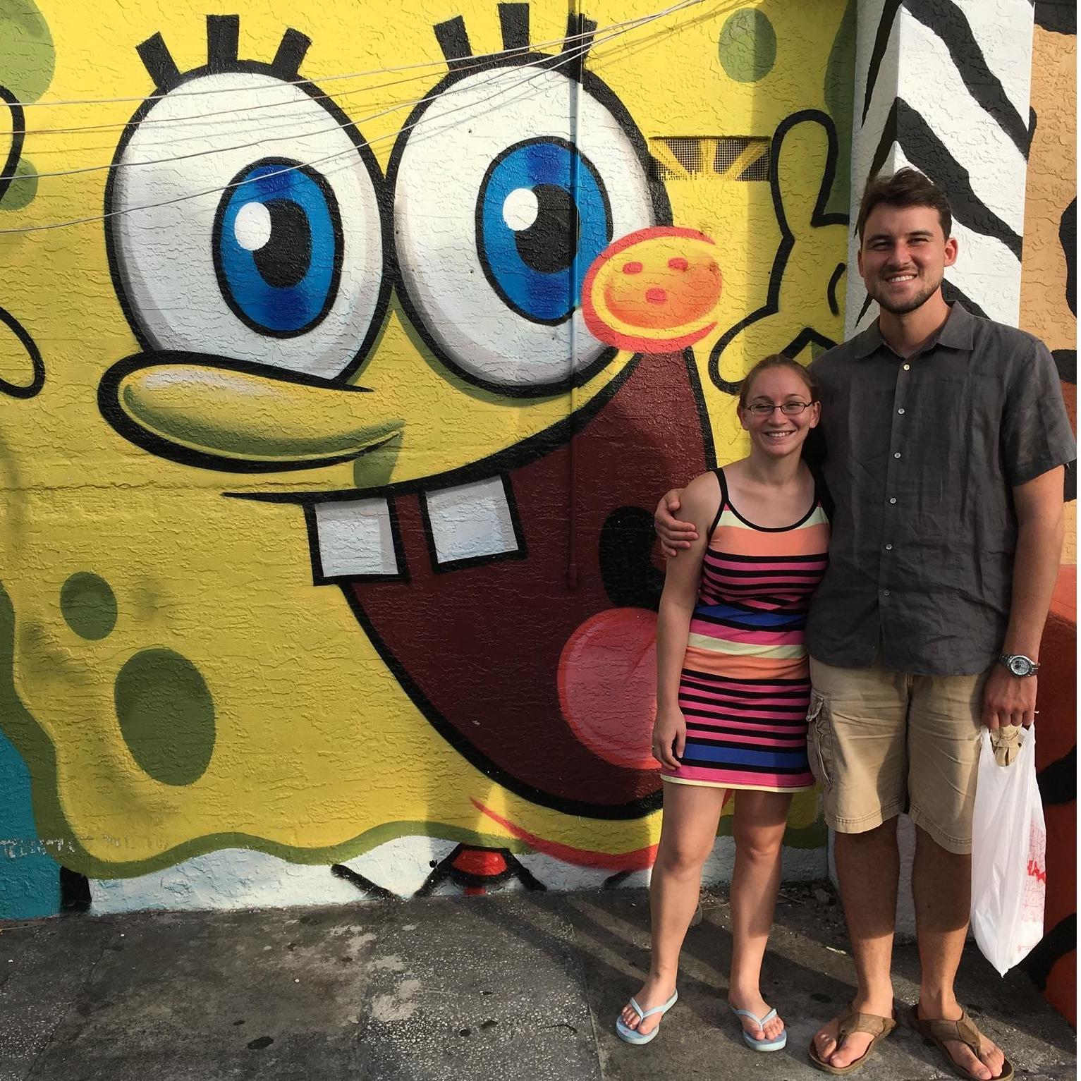 At John's Pass in Florida, we got to take a photo with Spongebob!