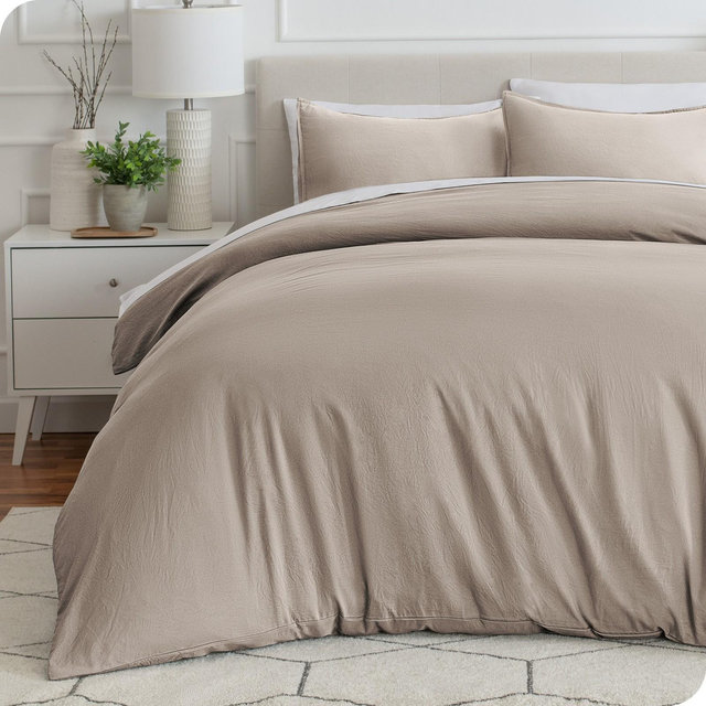 Washed Pebble Beach Queen Duvet Cover and Sham Set by Bare Home