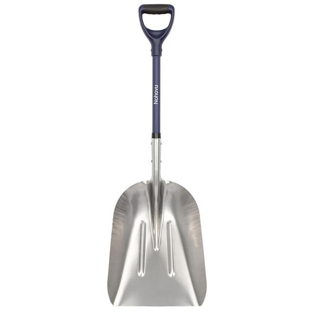Nohovu Aluminum Snow Shovel for Driveway, Large Capacity Snow Shovel for Snow Removal, Metal Snow Shovel with Fiberglass D-Handle, 45 Inches