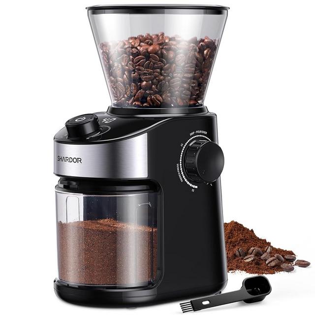 SHARDOR Burr Coffee Grinder, Electric Coffee Bean Grinder with 32 Grind Settings, 40s Adjustable Timer, Chamber Cleaning Button for Home Use