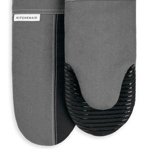 KITCHENAID Beacon Two-Tone Oven Mitt 2-Pack Set, Contour Silver/Matte Black, 5.75"x13"