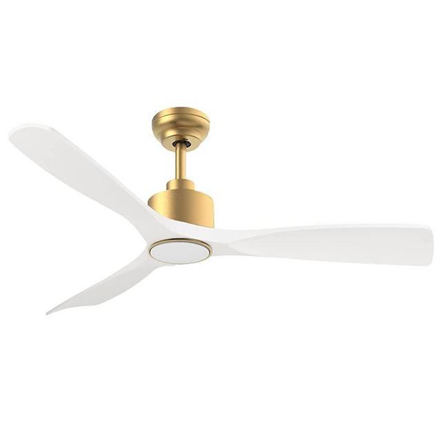 52 Inch Indoor Outdoor Modern Ceiling Fan with Light Remote Control & Quiet DC Motor, Smart Wifi Large Ceiling Fan Compatible Alexa for Living Room Bedroom and Patio, Contemporary 3 Blades White Gold