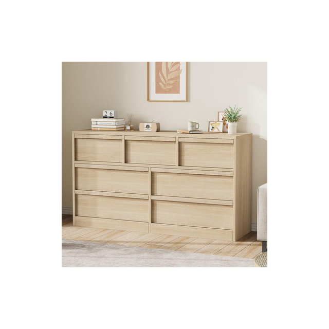 Whizmax 7 Drawer Dresser for Bedroom, Wooden Double Dresser Organizer with Storage, Modern Chest of Drawers for Bedroom, Living Room, Nursery