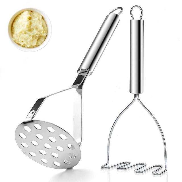 ReaNea Potato Masher Stainless Steel 2pcs, Mashed Masher Kitchen Tool, Durable Mash Masher Kitchen Utensils, Kitchen Gadgets Easy to Clean