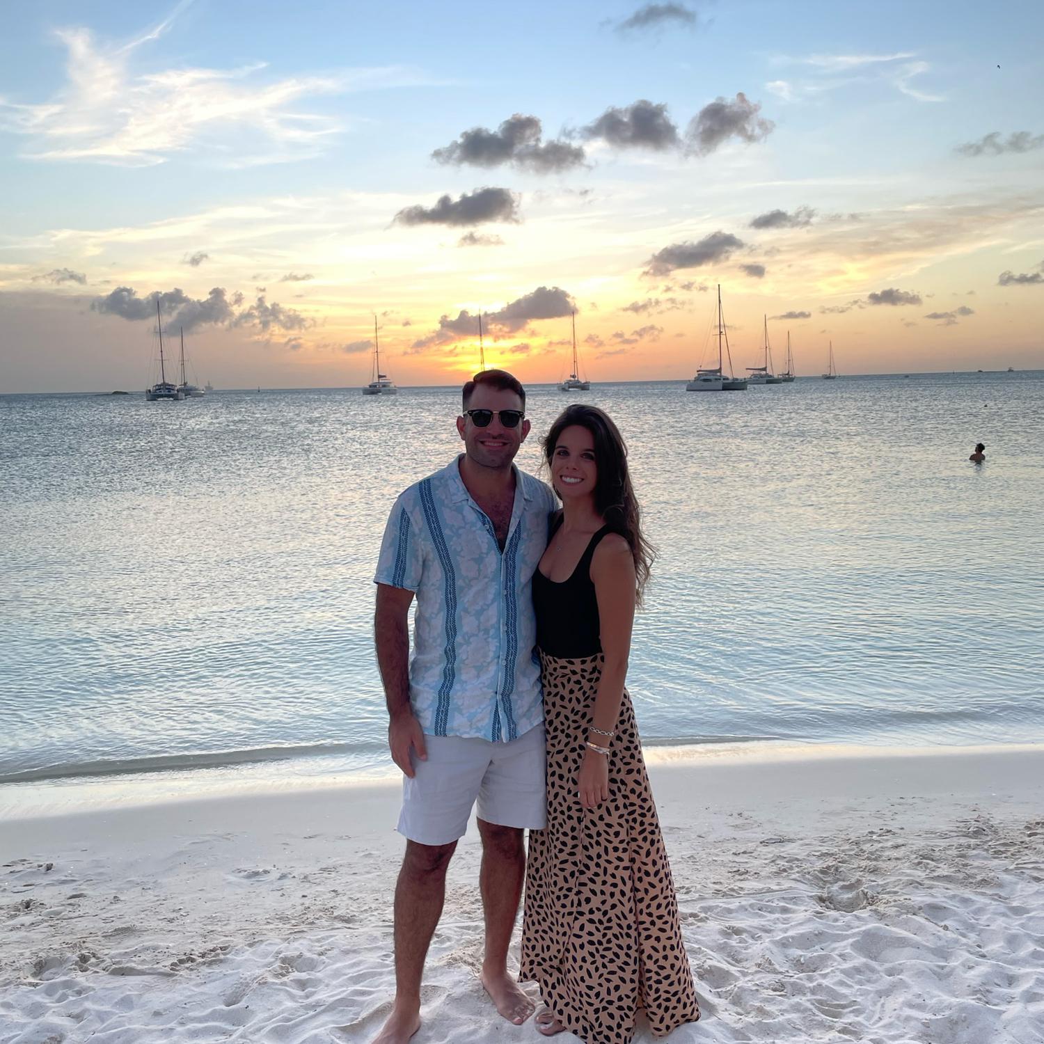 Enjoying a beautiful sunset in Aruba
