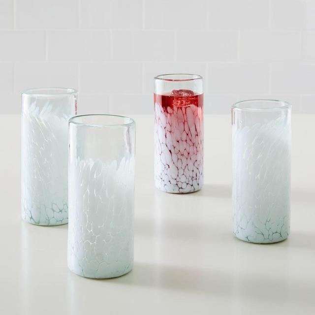 Confetti Glass White Highball, Set of 4