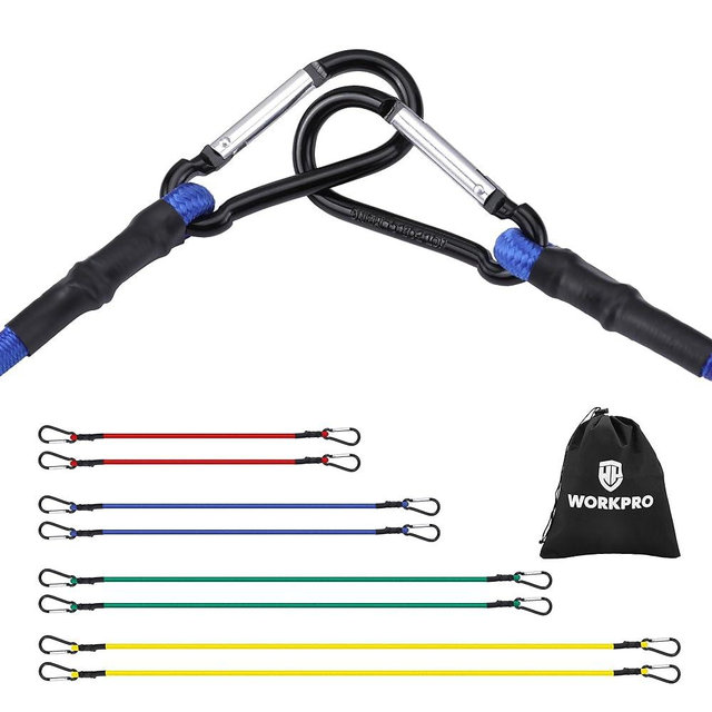 WORKPRO Bungee Cords Heavy Duty Outdoor - 22 PCS Bungee Cords with Hooks in a Storage Bag Includes 10", 18", 24", 30", 36", 48" Bungie Cord Bundle Assortment with Metal Hook, Bungee Straps
