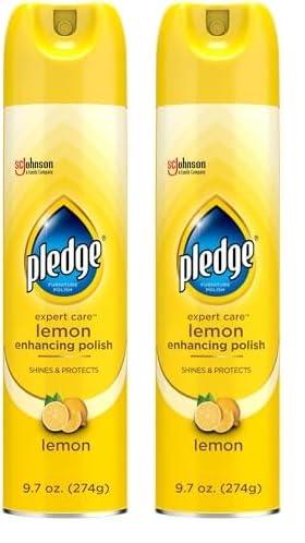 Pledge Multisurface Furniture Polish Spray, Works on Wood, Granite, and Leather, Shines and Protects, Lemon, 9.7 oz (Pack of 2)