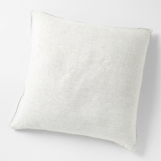 Garden Green Reversible Grid/Stripe Natural Hemp Fiber Euro Sham
