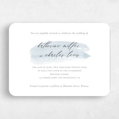 Blue Rounded Wedding Invitation - Violin Classic