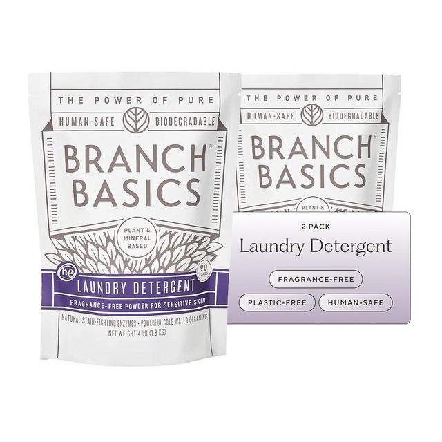 Branch Basics Laundry Detergent – 2 Pack, 4lbs per | Plant & Mineral-Based Formula | Lifts Stains & Removes Odor | Plastic-Free, Fragrance-Free & Safe for Sensitive Skin