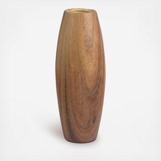 Hand-Painted Ceramic Faux Walnut Grain Vase