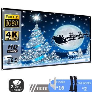 PJ-TYB - 120 Inch 16:9 HD Projector Screen, P-JING Portable Widescreen Foldable Anti-Crease Indoor Outdoor Projector Movies Screen for Home Theater Support Double Sided Projection
