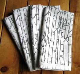 Natural Cotton Dinner Napkins, Trees (set of 4)