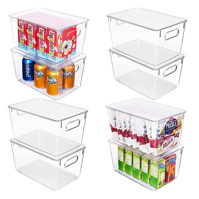 Vtopmart 8 Pack Clear Stackable Storage Bins with Lids, Large Plastic Containers with Handle for Pantry Organization and Storage,Perfect for Kitchen, Fridge, Cabinet, Bathroom Organizer
