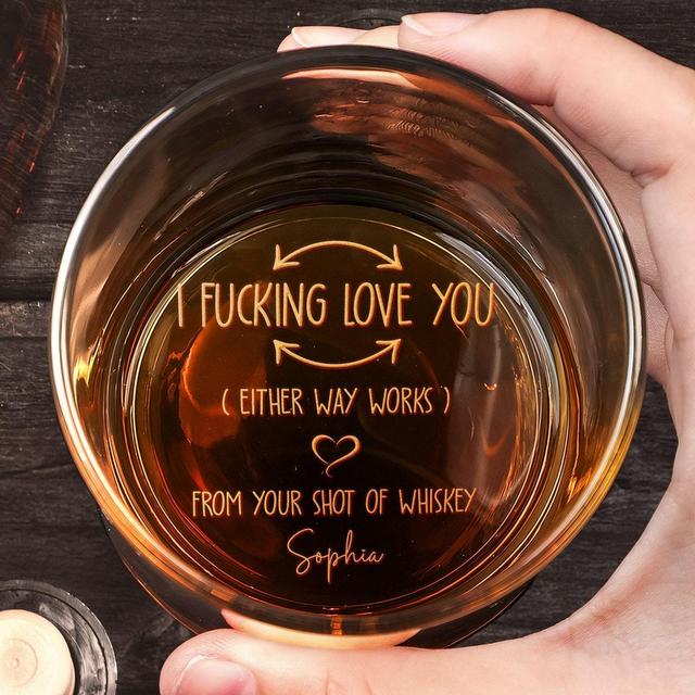 I F-king Love You, Personalized Engraved Whiskey Glass, Fathers Day Gift For Husband, Anniversary Gift for Wife, Men, Boyfriend, Girlfriend