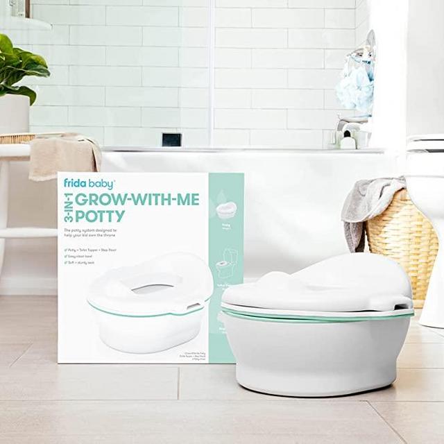 Frida Baby 3-in-1 Grow-with-Me Potty Transforms from Potty to Toilet Topper and Step Stool | Easy-to-Clean Potty Training System