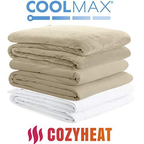 Weighted Blanket w/ 2 Duvet Covers for Hot & Cold Sleepers|Advanced Nano-Ceramic Beads Deliver Durability & Silky Comfort (80x87 30LB Tan)