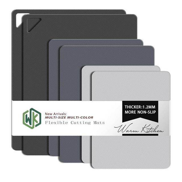Plastic Cutting Boards for Kitchen, WK Flexible Cutting Board Mats, Thin Cutting Board Sheets, Dishwasher Safe, BPA Free, Multi Sizes Set of 6