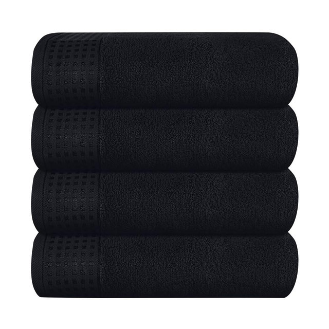 GLAMBURG Ultra Soft 4 Pack Oversized Bath Towel Set 27x54 inches, 100% Cotton Bath Towels, Highly Absorbant Compact Quickdry & Lightweight Towel, Ideal for Gym Travel Camp Pool - Black