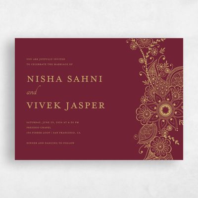 Burgundy, Red Wedding Invitation - Sambac Landscape