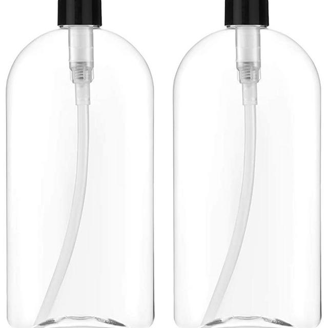 BAR5F Empty Shampoo Bottles with Pumps, 32oz/1Liter/Large, BPA-Free, Lightweight(Medium Density PETE1 Plastic) Pack of 2