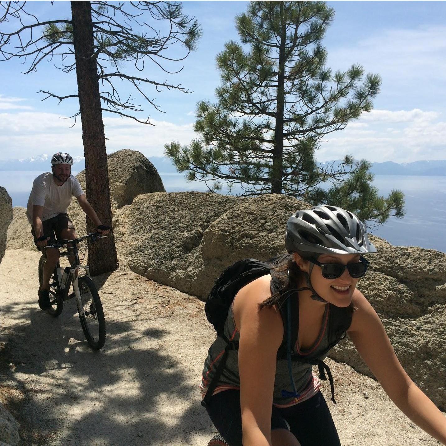 Biking the Flume Trail. See: important things to do in Tahoe.