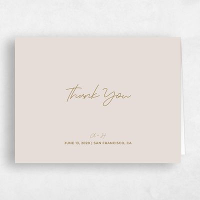 Tan, Brown Wedding Thank You - Geneva